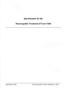 Grätz J-F. - Questionnaire for the Homoeopathic Treatment of Your Child - DIN A4